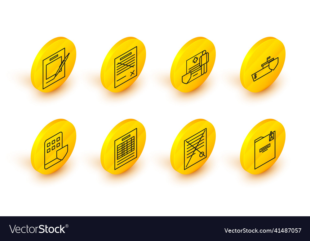 Set line personal folder delete file document vector image Set line personal folder delete file document