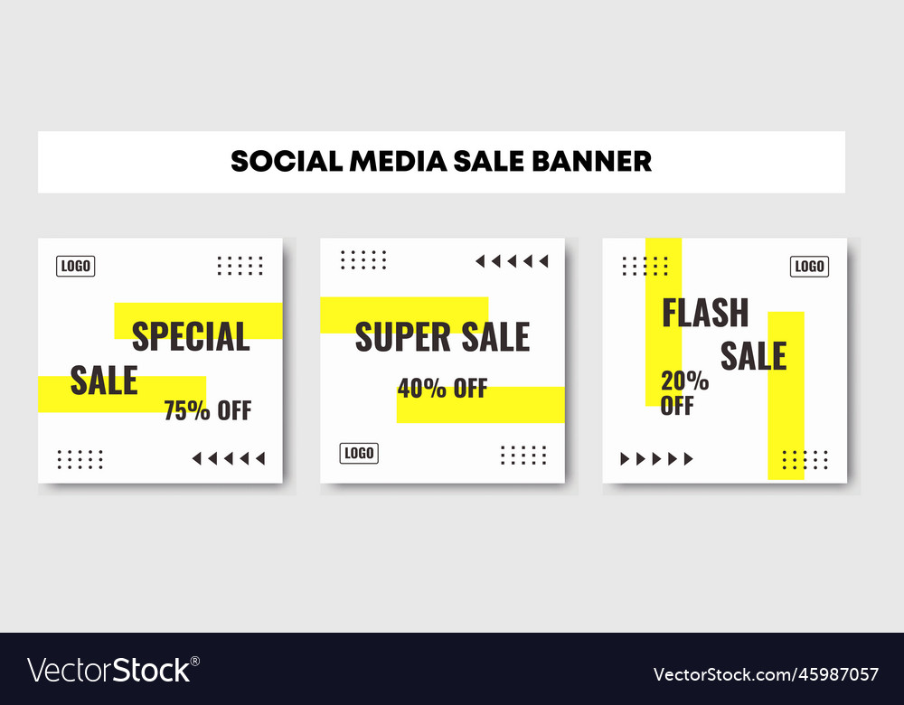 Set of editable minimal square banner template