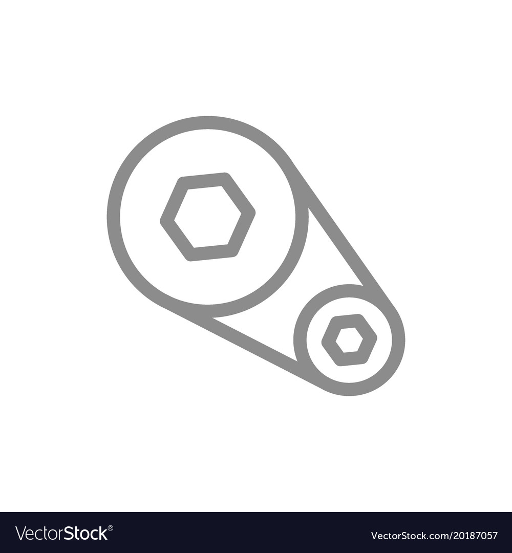 Simple car timing belt line icon symbol and sign