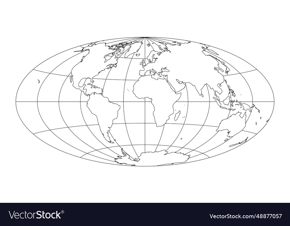 Simplified map of world with latitude