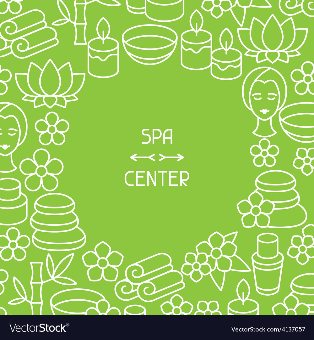 Spa and recreation background with icons in linear