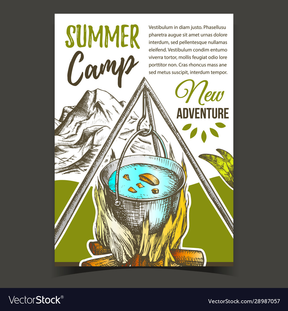 Summer camp adventure advertising banner