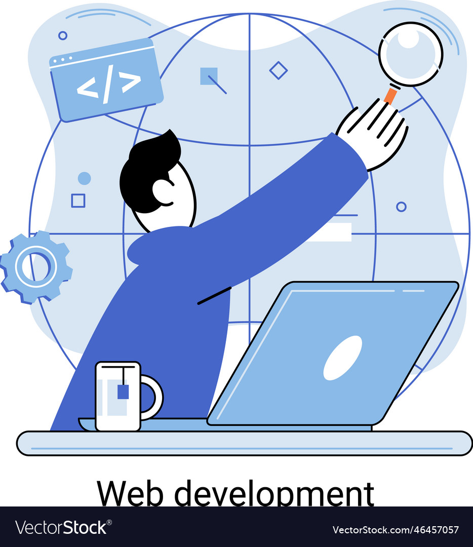 Web development process of creating website or