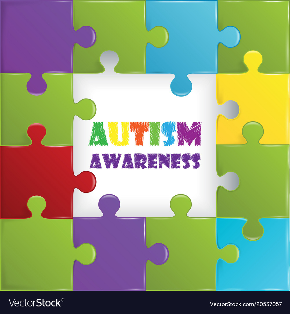 World autism awareness day with colorful puzzle Vector Image