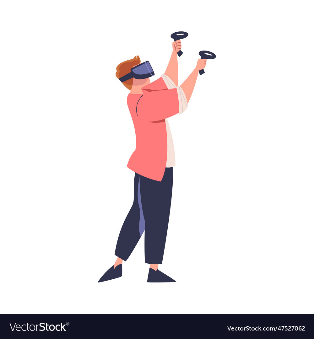 Augmented reality with man character in virtual Vector Image Augmented reality with man character in virtual