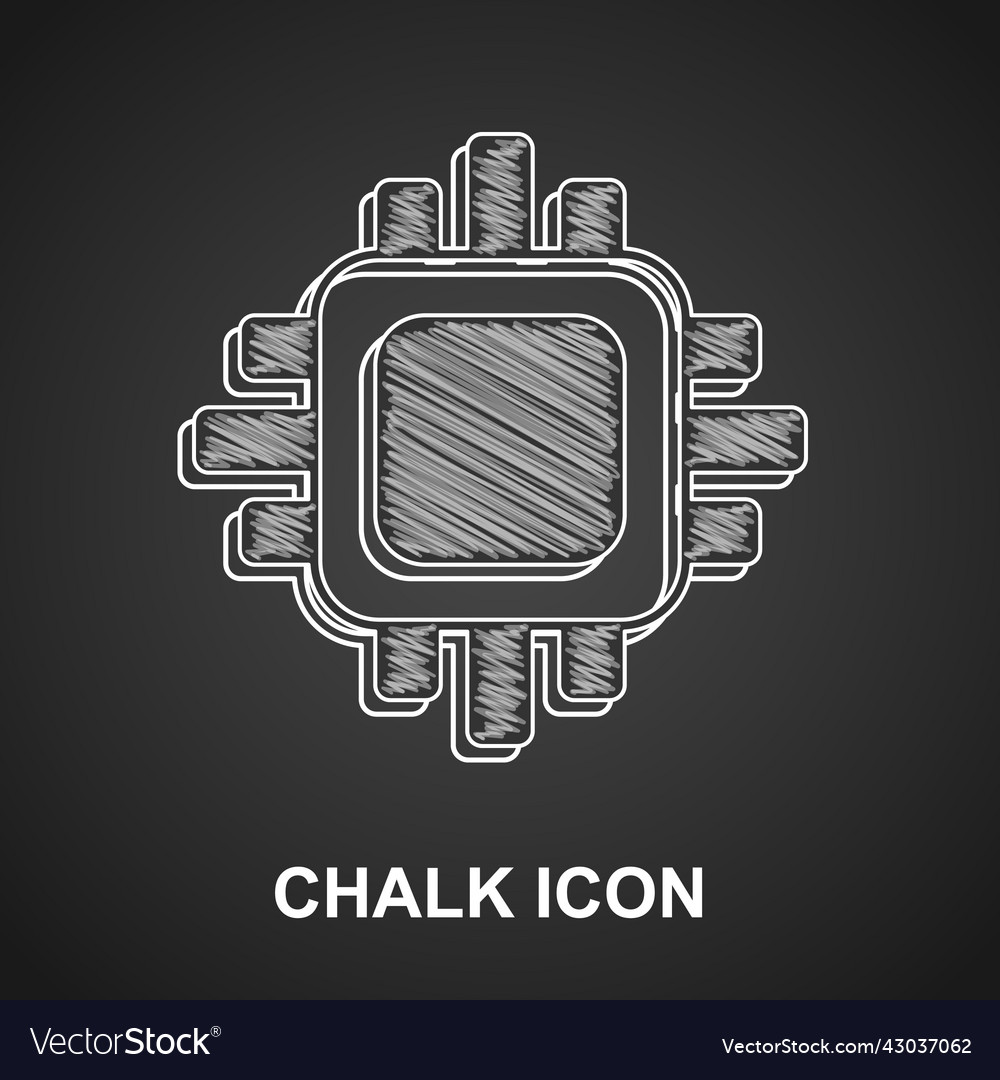Chalk computer processor with microcircuits cpu vector image Chalk computer processor with microcircuits cpu