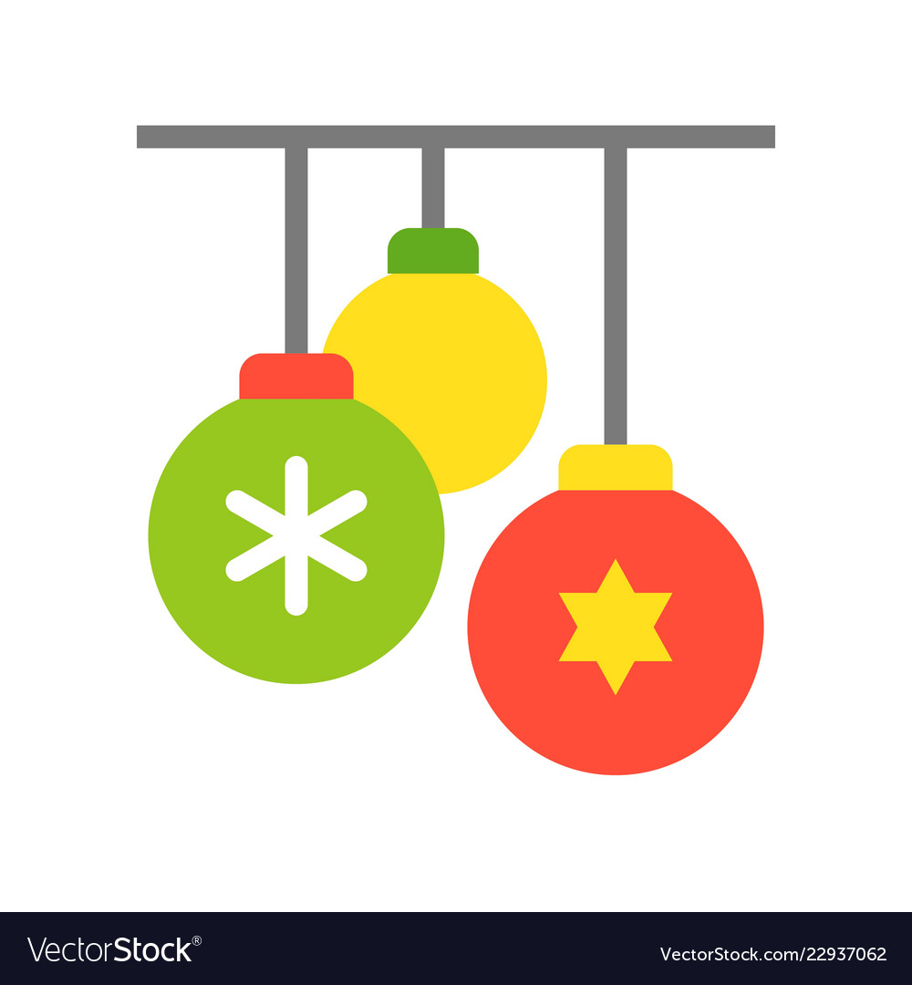 Christmas hanging ball merry icon set