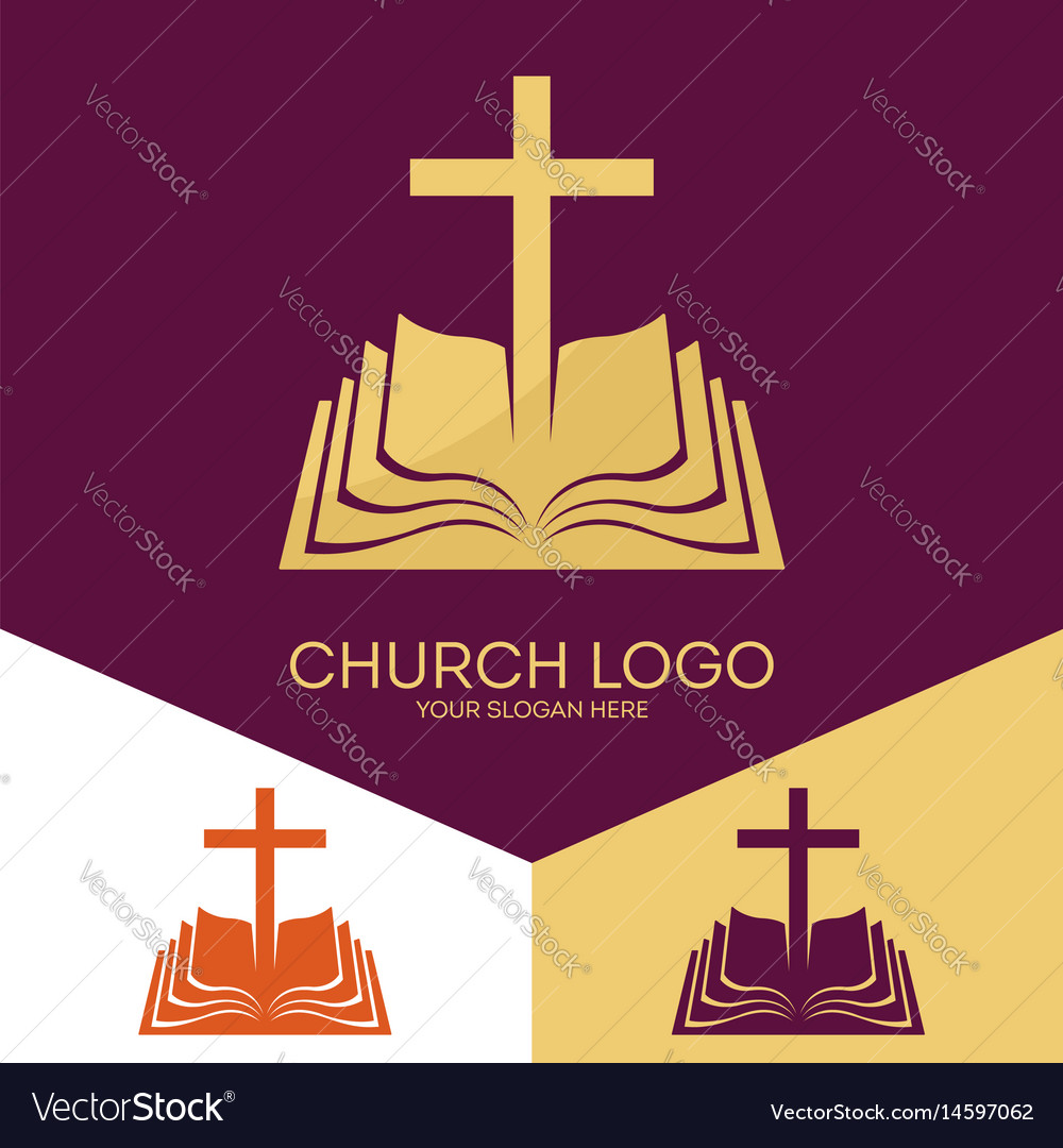 Church logo and christian symbols Royalty Free Vector Image