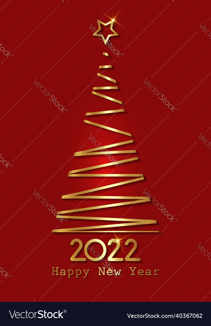 Christmas 2022 Logo Gold Stylized Christmas Tree 2022 New Year Logo Vector Image