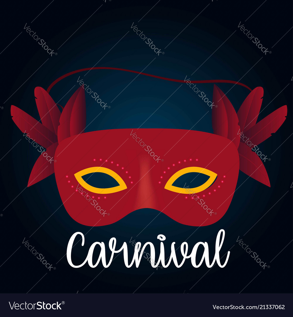 Happy brazilian carnival day mask in red