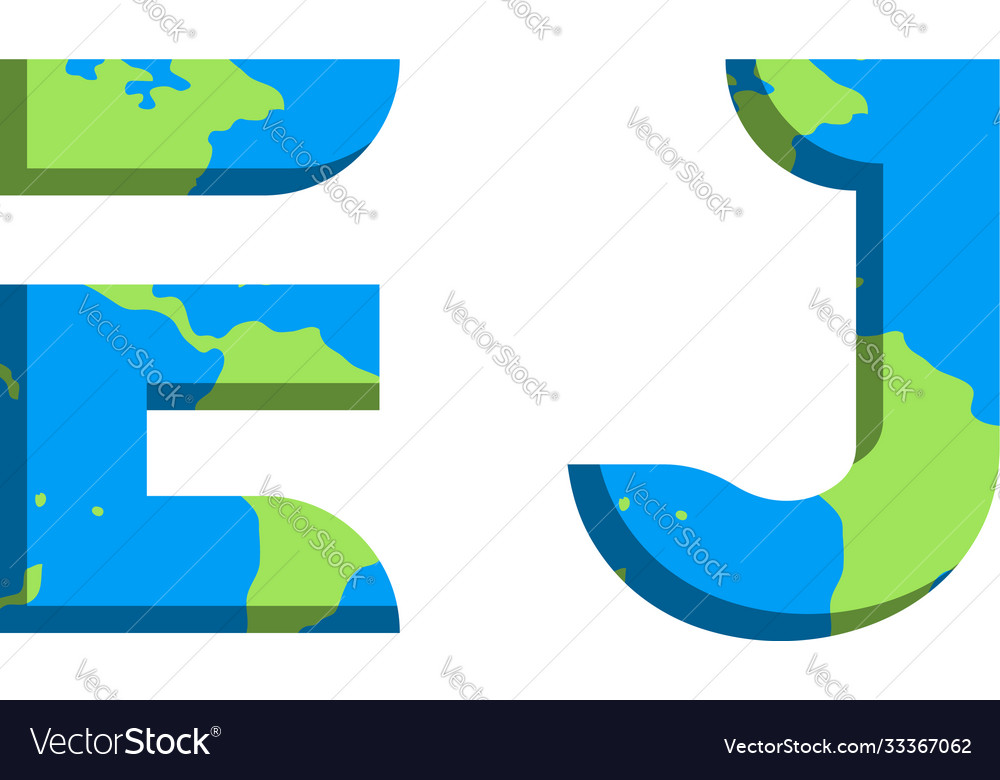Initial ej logo design with world map style Vector Image Initial ej logo design with world map style