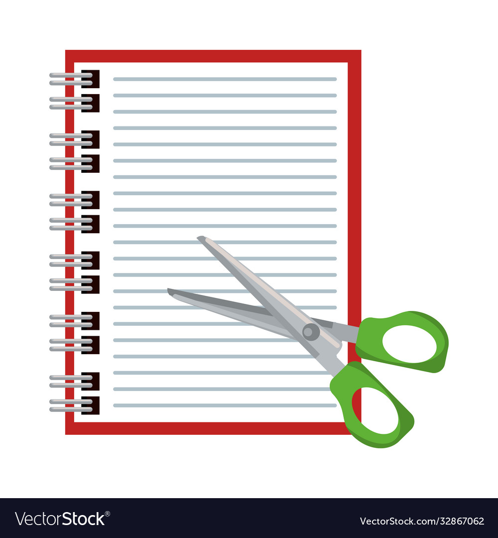 Notebook and scissors school supply isolated icon vector image Notebook and scissors school supply isolated icon