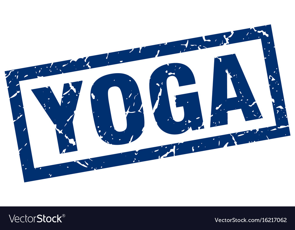 Square grunge blue yoga stamp Royalty Free Vector Image