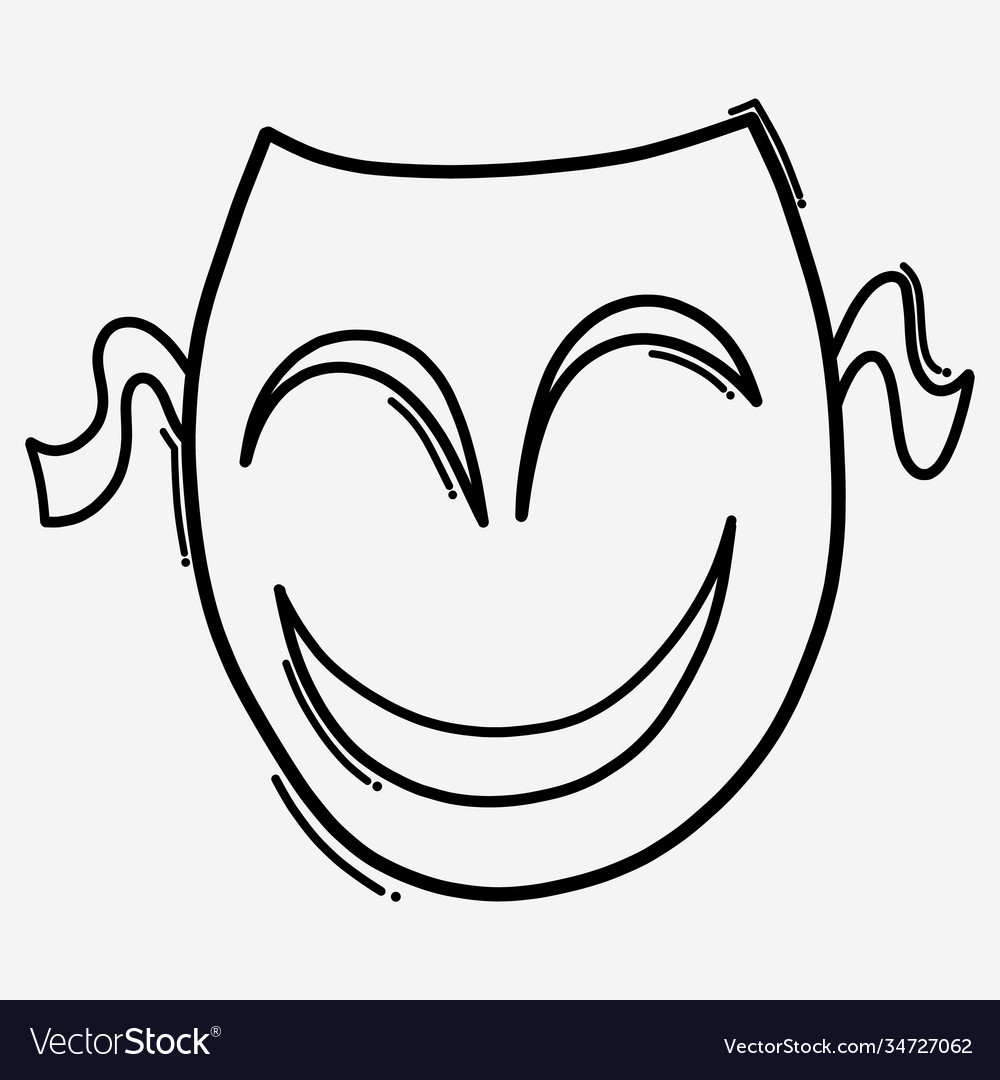 Theatrical mask doodle icon drawing sketch hand Vector Image