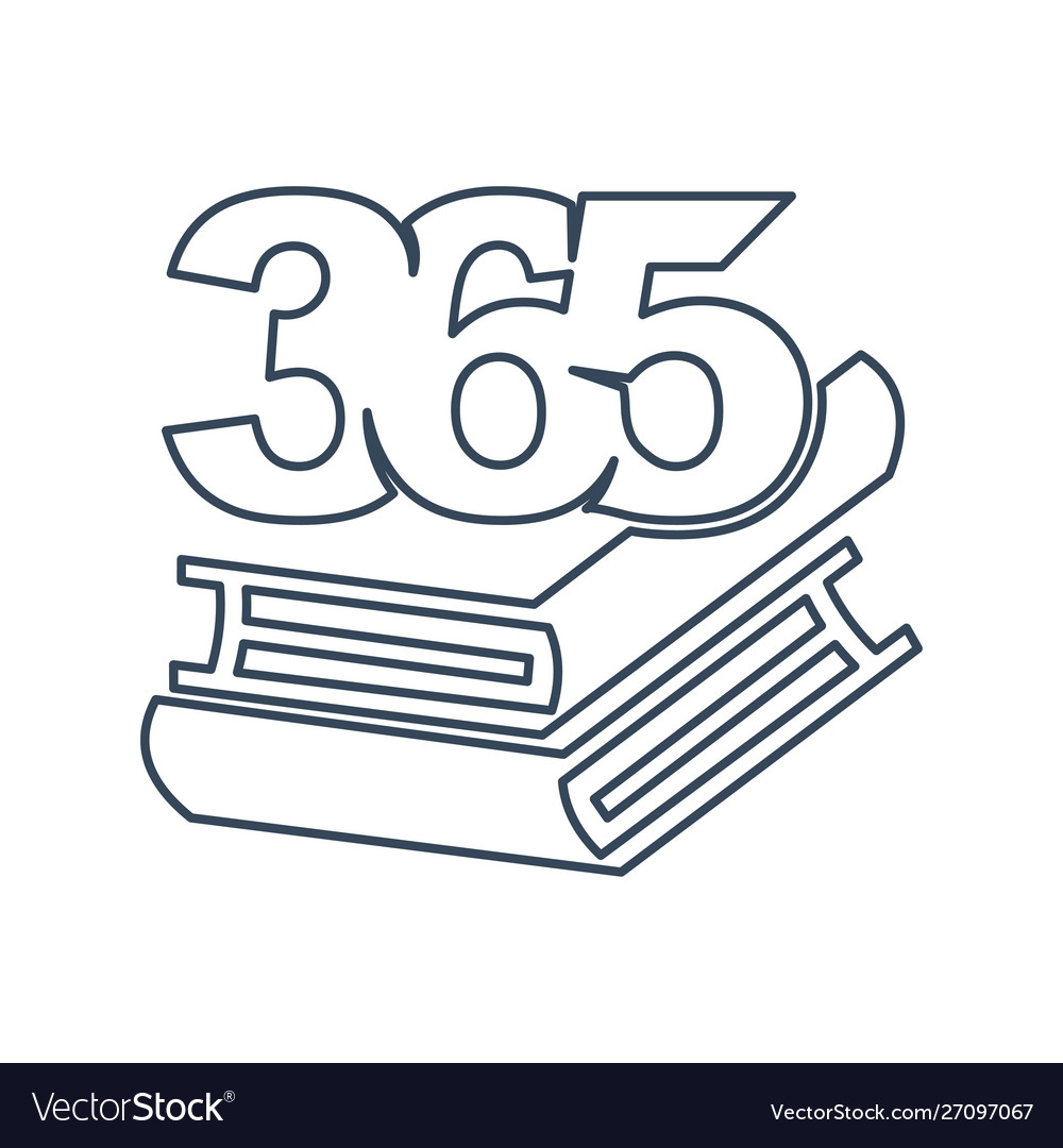 Book stack 365 infinity logo icon design outline