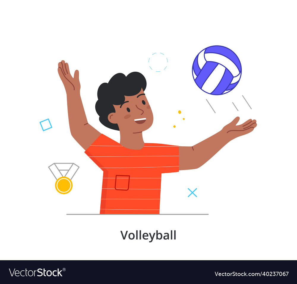 Boy playing volleyball concept