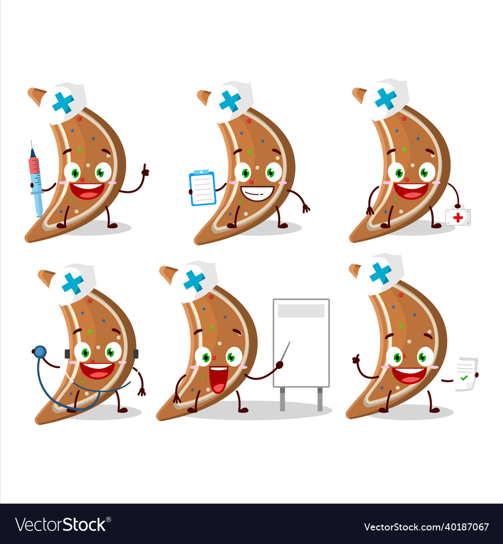 Doctor profession emoticon with gingerbread moon