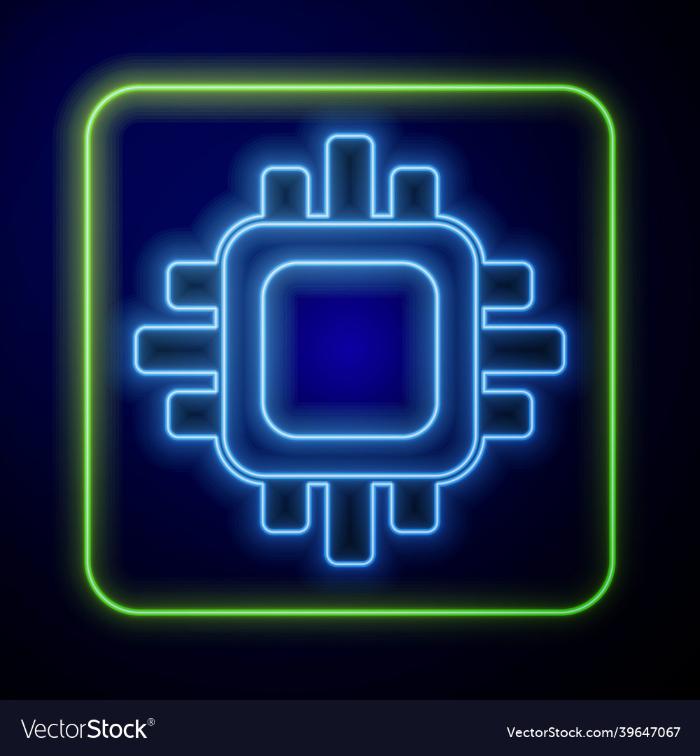 Glowing Neon Computerprozessor mit Mikroschaltungen vector image Glowing Neon Computerprozessor mit Mikroschaltungen