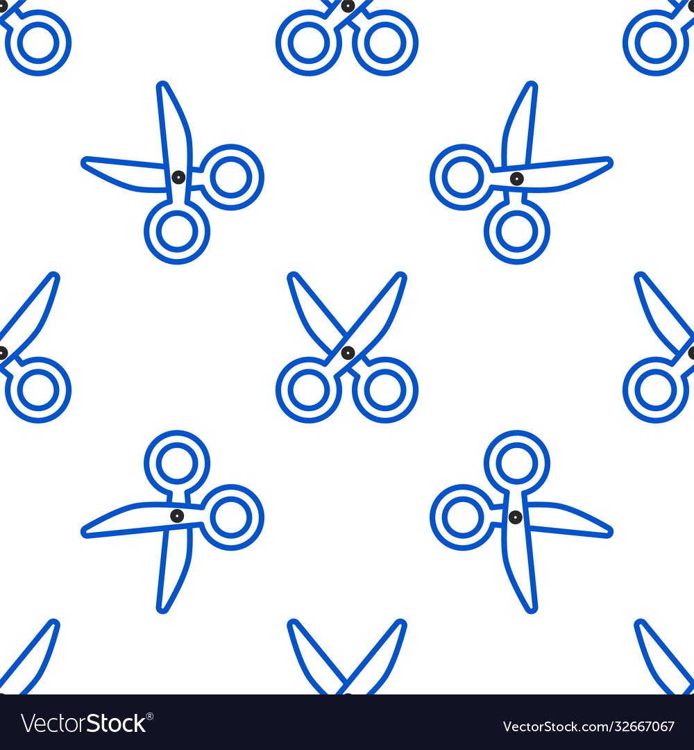 Line scissors icon isolated seamless pattern
