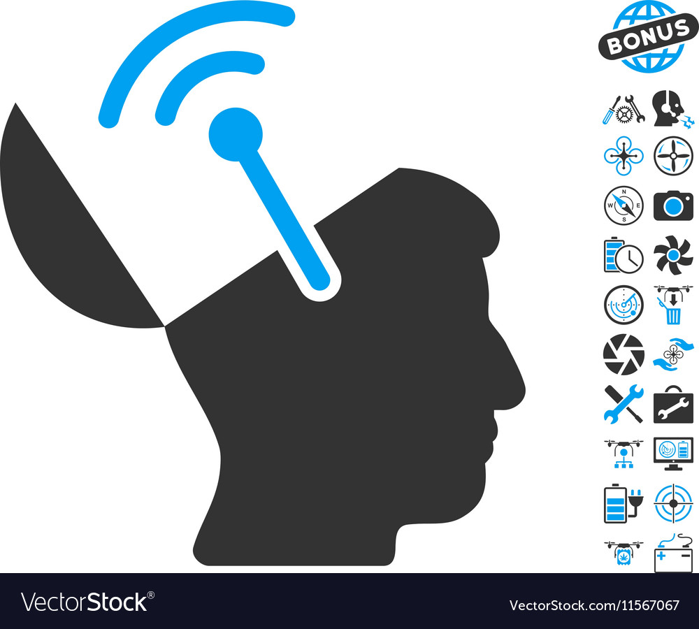 Open brain radio interface icon with copter tools