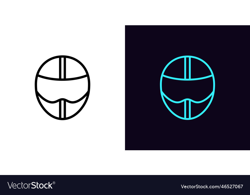 Outline racing helmet icon with editable stroke