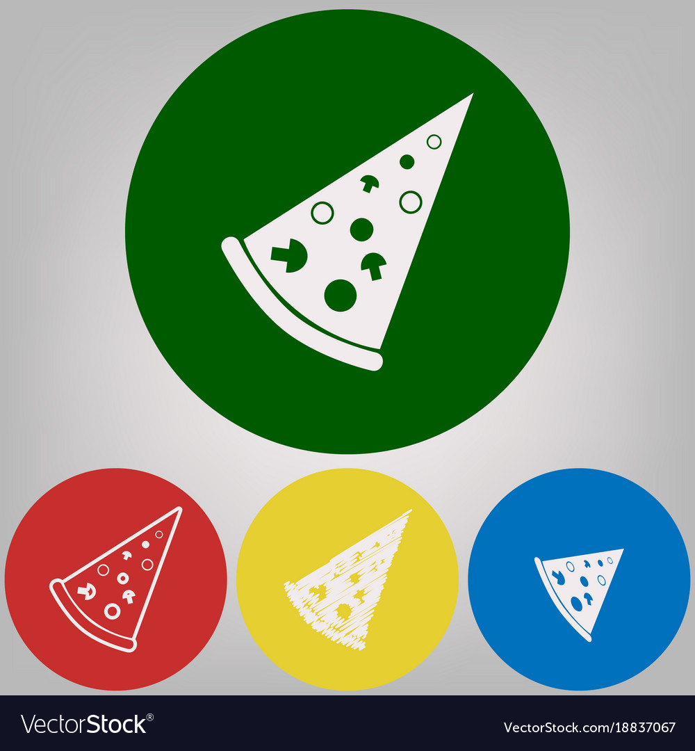 Pizza simple sign 4 white styles icon