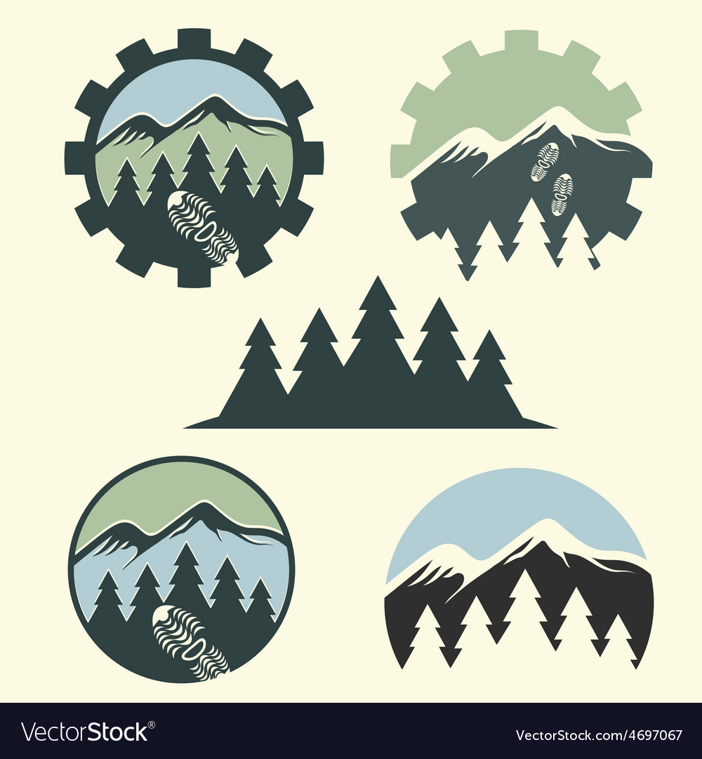 Set of vintage labels mountain adventure