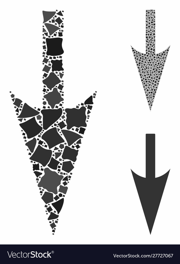 Sharp down arrow mosaic icon inequal parts