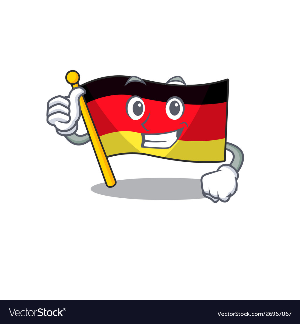 Thumbs up germany flag flutter on cartoon pole