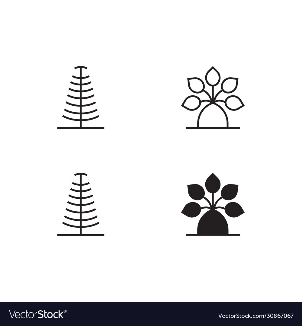 Tree line and solid icon logo symbol