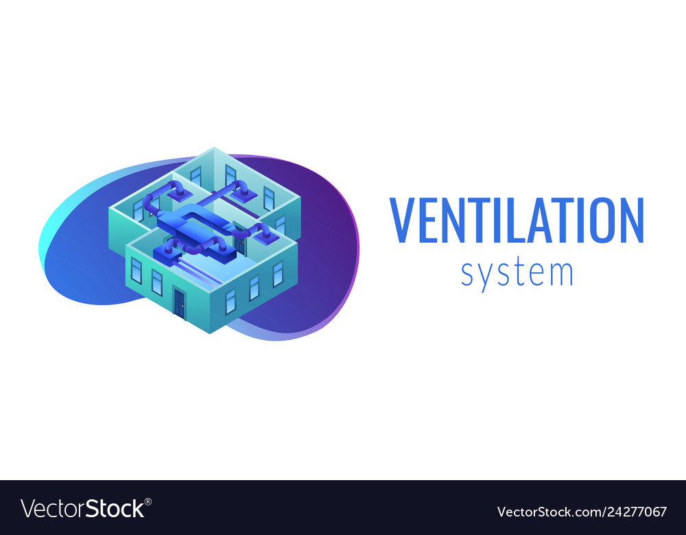 Ventilation system isometric 3d banner header