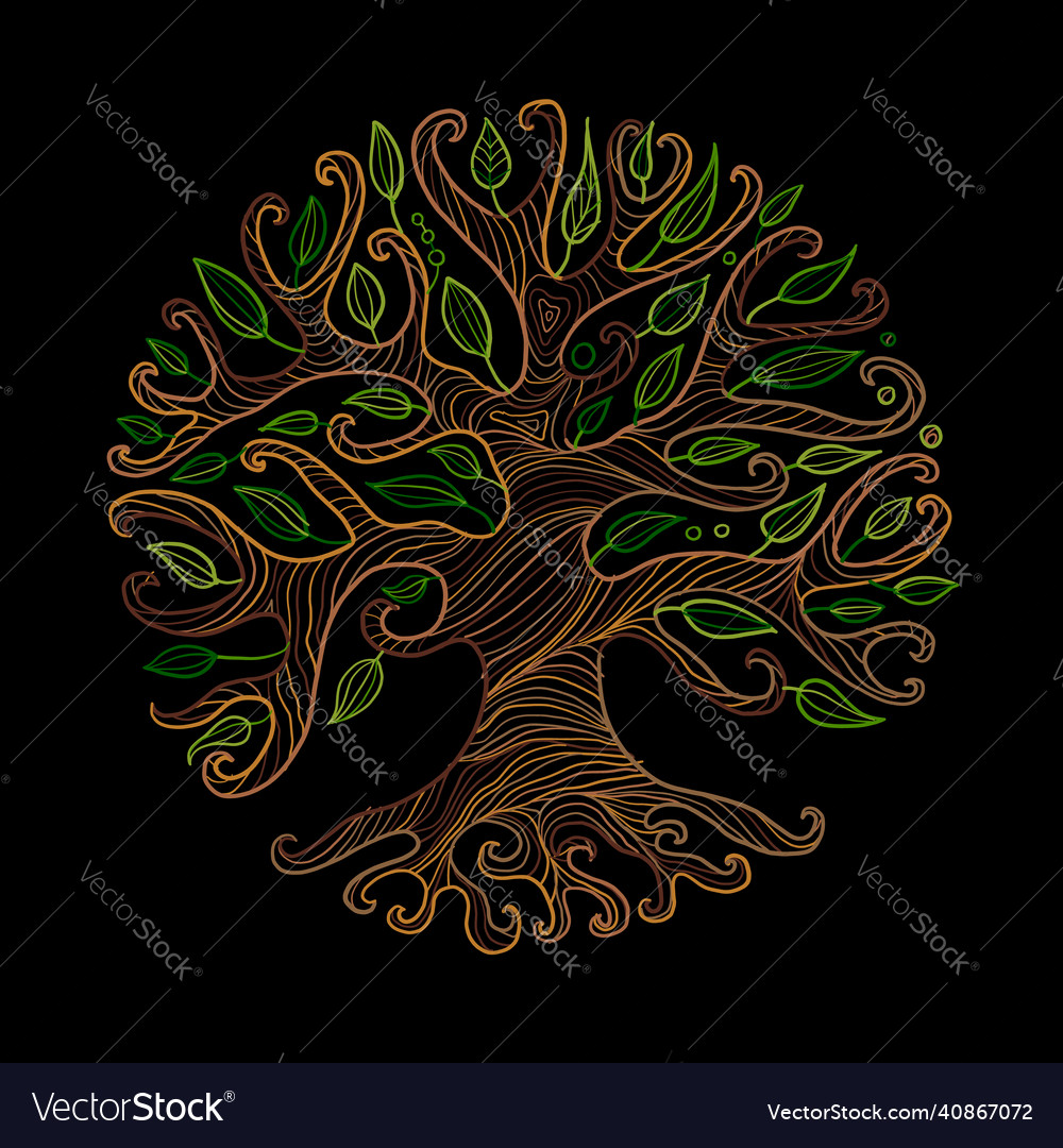 Art tree with roots for your design vector image Art tree with roots for your design