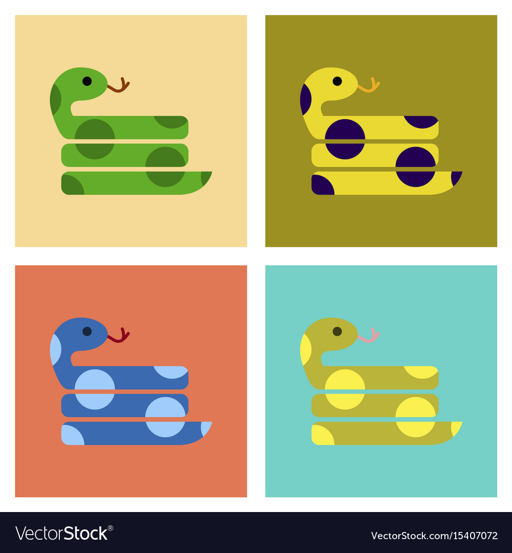 Assembly flat icons reptile snake