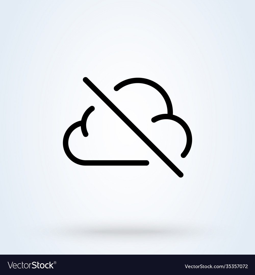 Backup data stop sign line icon or logo cloud