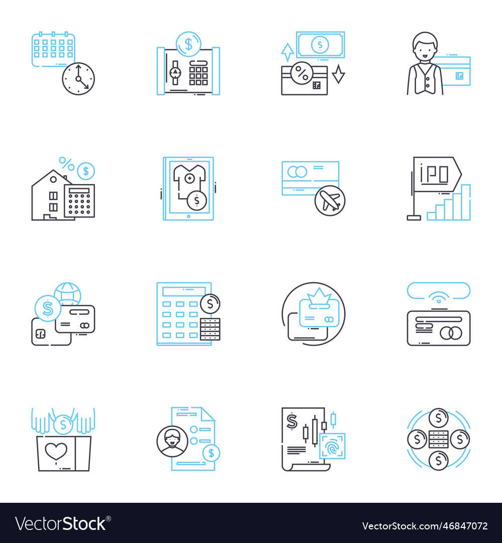 Business analytics linear icons set data metrics