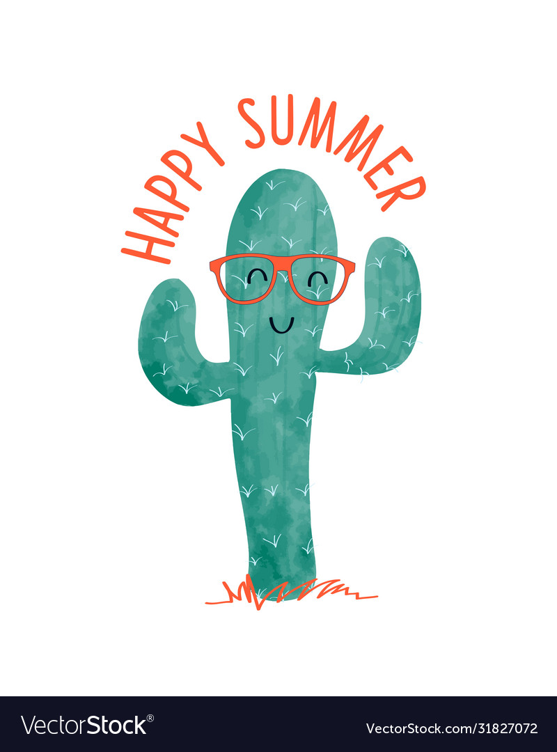 Cactus print design with slogan