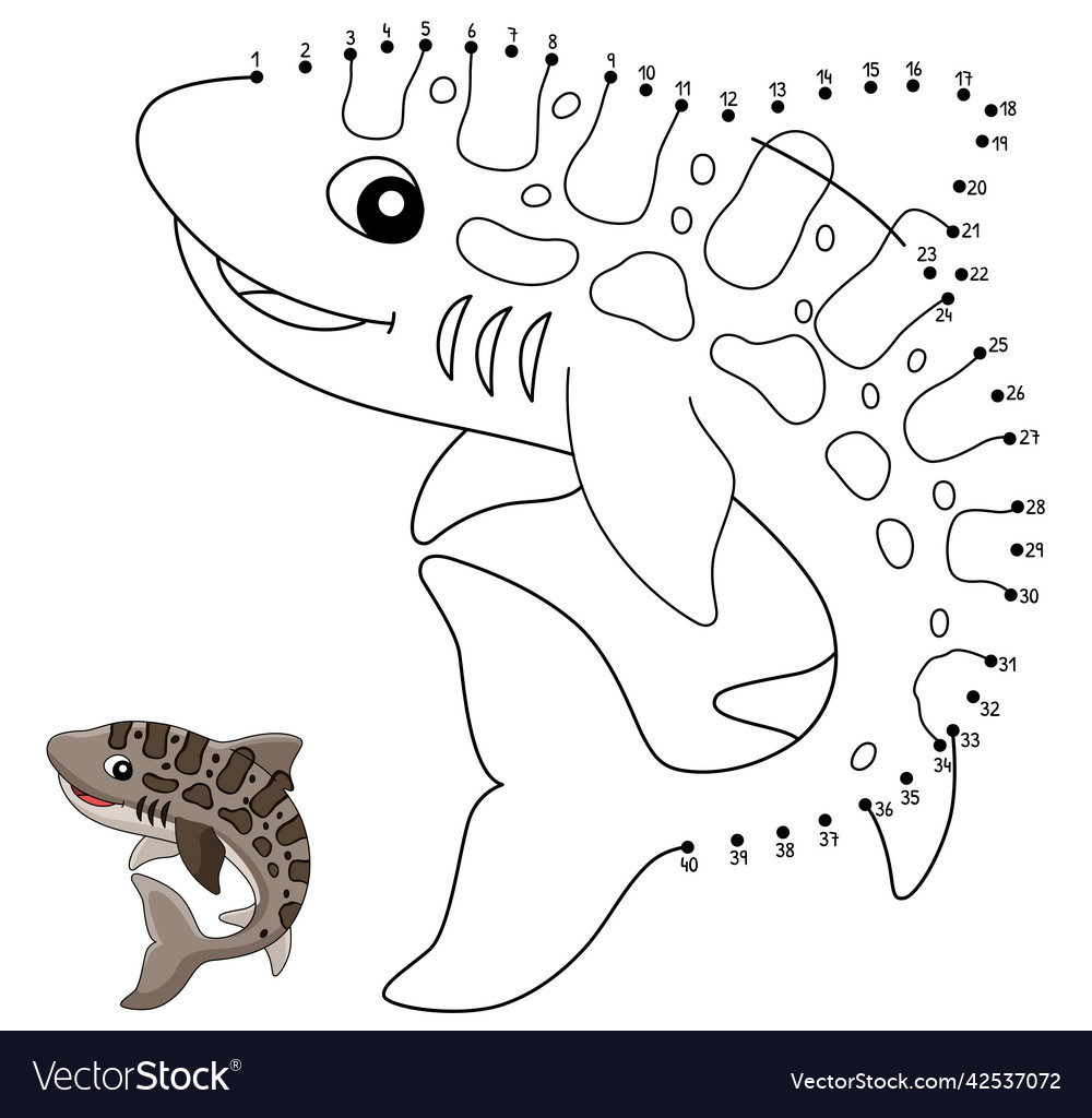 Dot to leopard shark animal coloring page