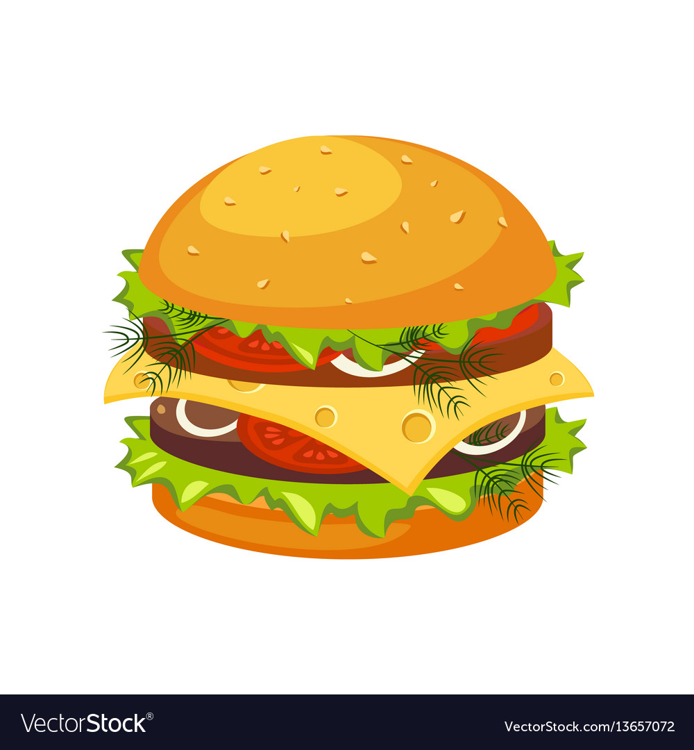 Double steak burger with cheese street fast food Vector Image