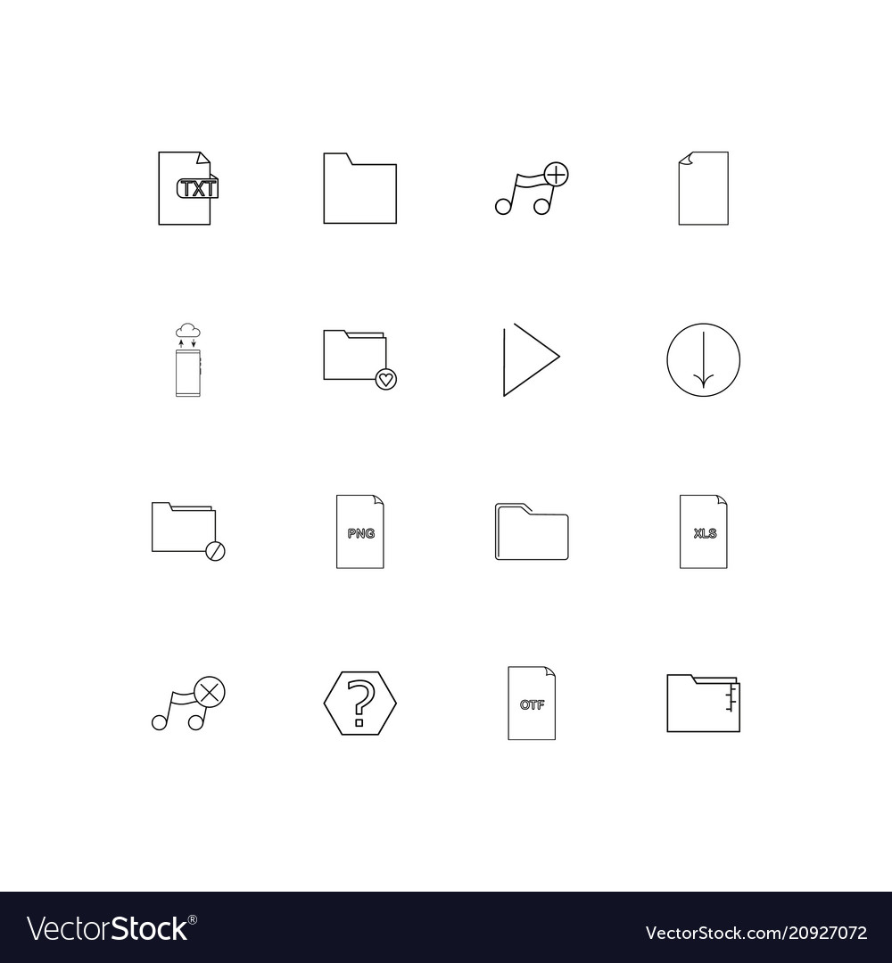 Files and folders sign linear thin icons set