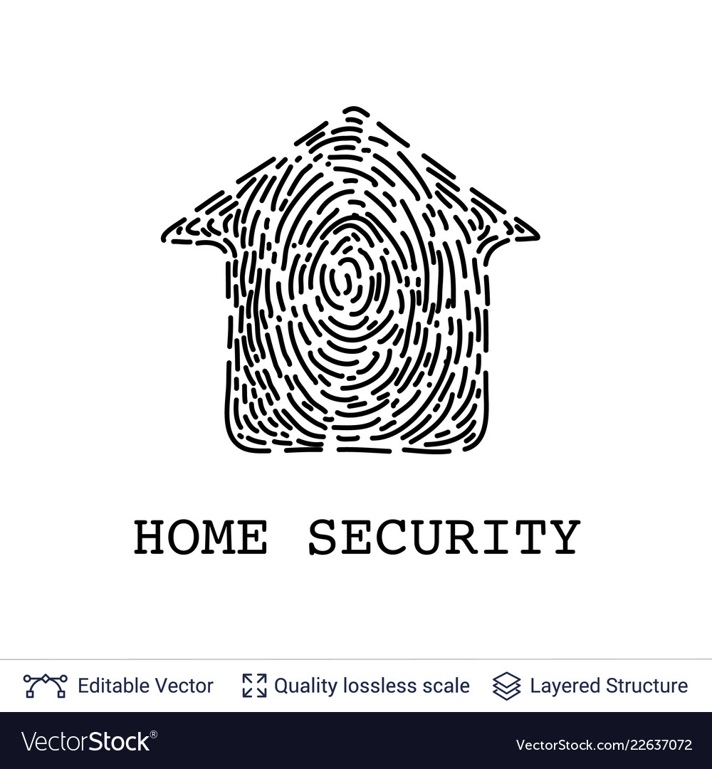 Fingerprint in House - Secure Symbol