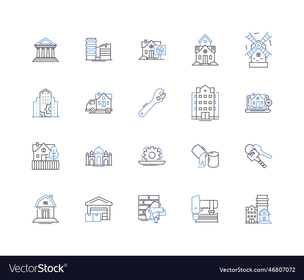 Foundation line icons collection substructure