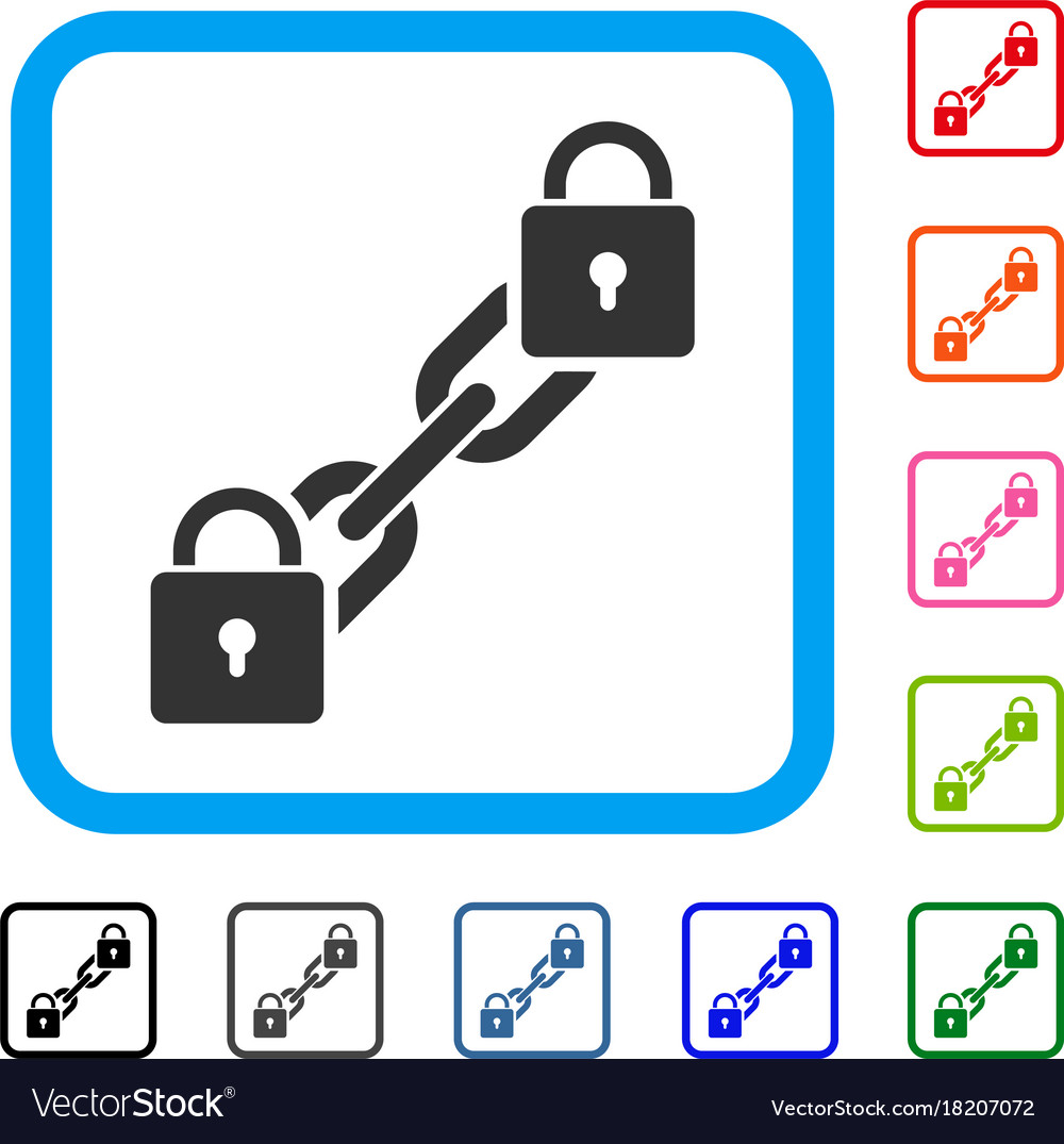 Lock blockchain framed icon