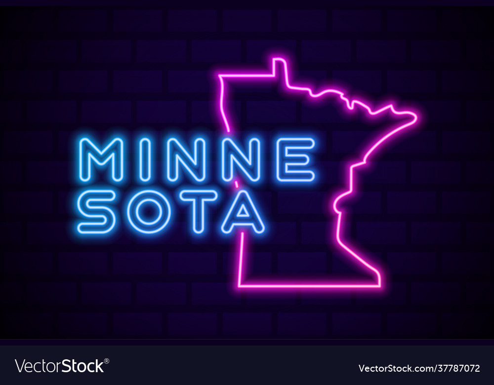 Minnesota us state glowing neon lamp sign