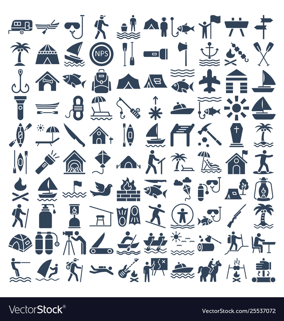 Outing and journey isolated icons set