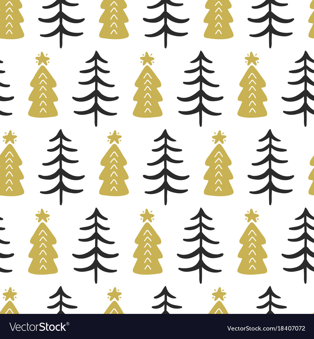 Scandinavian forest trees nordic seamless pattern