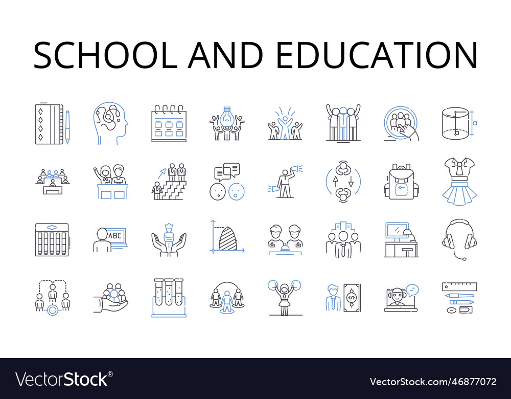 School and education line icons collection Vector Image