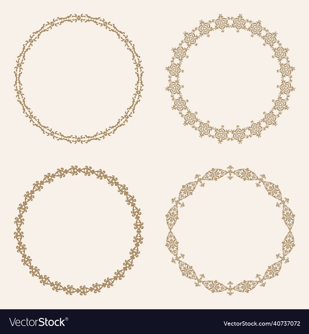 Set of four patterned round frames oval borders