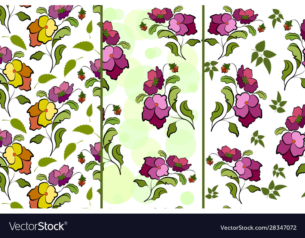 Set patterns with floral print vector image Set patterns with floral print