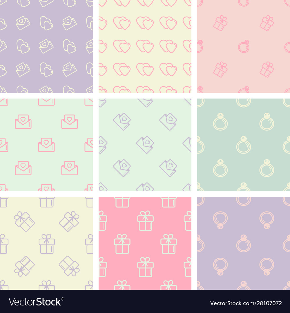 Set seamless patterns icons vector image Set seamless patterns icons