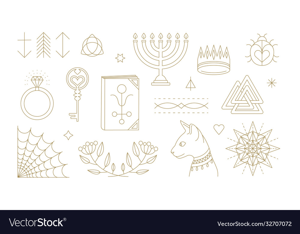 Set various symbols in linear style vector image Set various symbols in linear style